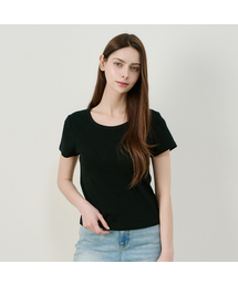 [ON][W]UネックスリムフィットデイリーハーフスリーブTシャツ - 3カラー