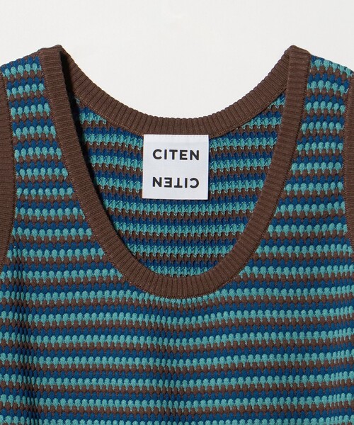 CITEN（シテン）の「＜CITEN＞ボーダーカノコニットべスト（ベスト・レディース・ブラック/ブラウン系・FREE）」の4枚目の写真