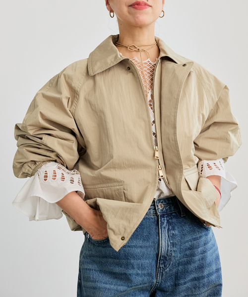 IENA LA BOUCLE（イエナラブークル）の「《洗える》IENA LA BOUCLE パウダリータフタブルゾン（その他アウター・レディース・ベージュ系その他/ブラック・FREE）」の22枚目の写真