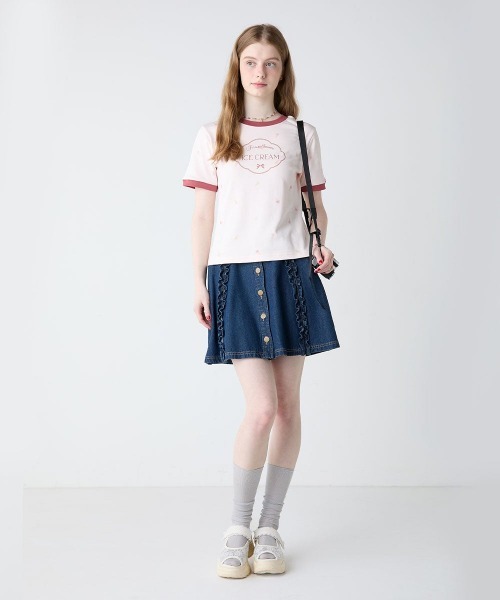 F i.n.t(フィント)の「アイスクリームプリントリンガーT/fint フィント(Tシャツ/カットソー・レディース・ミント/チェリーレッド・FREE)」の3枚目の写真