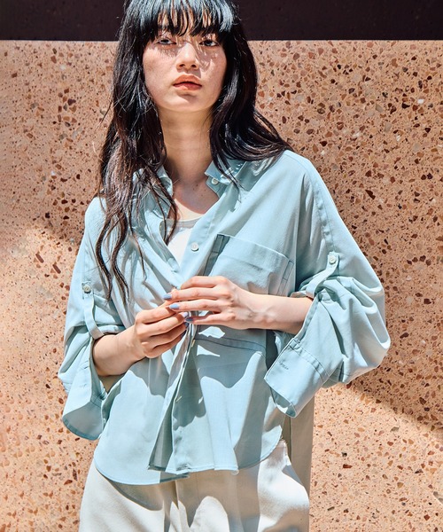 STUDIOUS(ステュディオス)の「【STUDIOUS/ステュディオス】Matte Sheer Over Shirt/マットシアーオーバーシャツ/ウォッシャブル/冷房対策/日焼け対策(シャツ/ブラウス・レディース・ホワイト/ミント・FREE)」の1枚目の写真