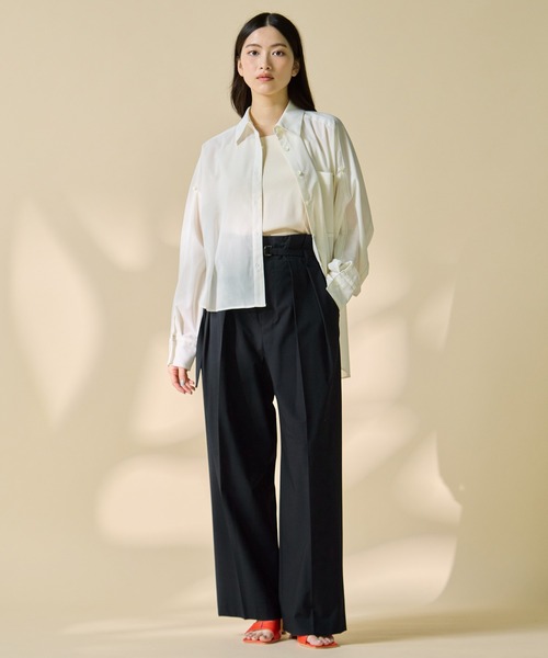 STUDIOUS(ステュディオス)の「【STUDIOUS/ステュディオス】Matte Sheer Over Shirt/マットシアーオーバーシャツ/ウォッシャブル/冷房対策/日焼け対策(シャツ/ブラウス・レディース・ホワイト・FREE)」の2枚目の写真