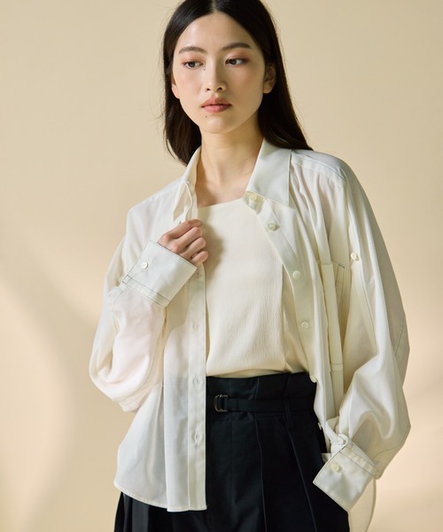 STUDIOUS(ステュディオス)の「【STUDIOUS/ステュディオス】Matte Sheer Over Shirt/マットシアーオーバーシャツ/ウォッシャブル/冷房対策/日焼け対策(シャツ/ブラウス・レディース・ホワイト・FREE)」の6枚目の写真