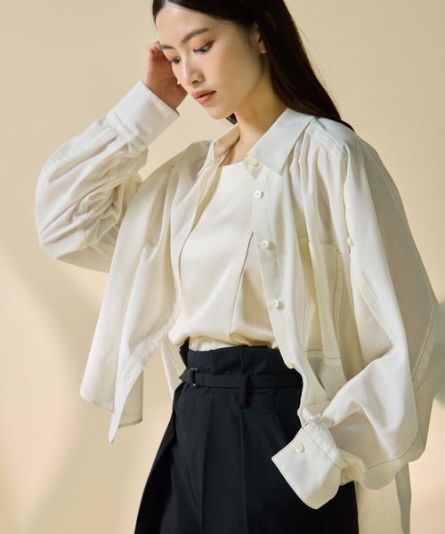 STUDIOUS(ステュディオス)の「【STUDIOUS/ステュディオス】Matte Sheer Over Shirt/マットシアーオーバーシャツ/ウォッシャブル/冷房対策/日焼け対策(シャツ/ブラウス・レディース・ホワイト・FREE)」の7枚目の写真