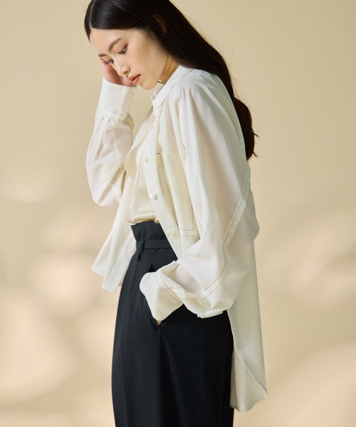 STUDIOUS(ステュディオス)の「【STUDIOUS/ステュディオス】Matte Sheer Over Shirt/マットシアーオーバーシャツ/ウォッシャブル/冷房対策/日焼け対策(シャツ/ブラウス・レディース・ホワイト・FREE)」の8枚目の写真