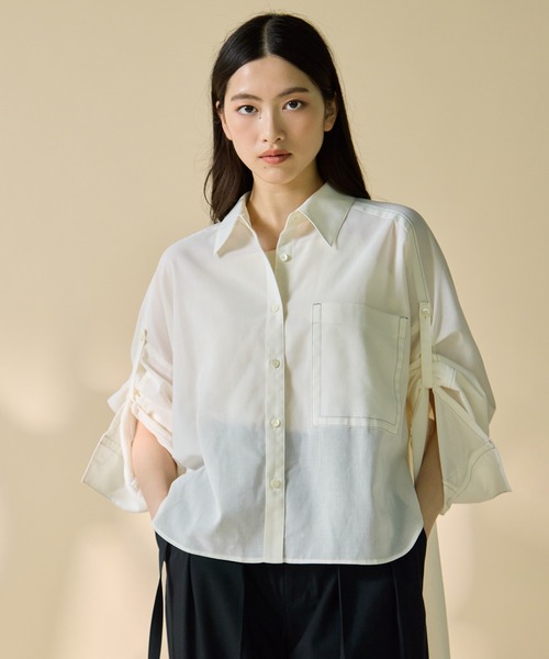 STUDIOUS(ステュディオス)の「【STUDIOUS/ステュディオス】Matte Sheer Over Shirt/マットシアーオーバーシャツ/ウォッシャブル/冷房対策/日焼け対策(シャツ/ブラウス・レディース・ホワイト・FREE)」の9枚目の写真
