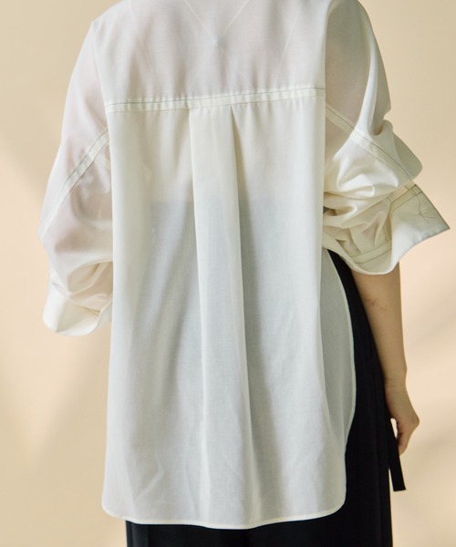 STUDIOUS(ステュディオス)の「【STUDIOUS/ステュディオス】Matte Sheer Over Shirt/マットシアーオーバーシャツ/ウォッシャブル/冷房対策/日焼け対策(シャツ/ブラウス・レディース・ホワイト・FREE)」の13枚目の写真