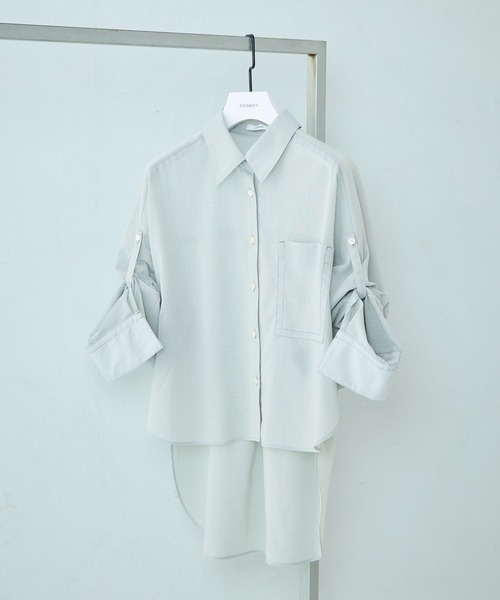 STUDIOUS(ステュディオス)の「【STUDIOUS/ステュディオス】Matte Sheer Over Shirt/マットシアーオーバーシャツ/ウォッシャブル/冷房対策/日焼け対策(シャツ/ブラウス・レディース・ホワイト/ミント・FREE)」の17枚目の写真