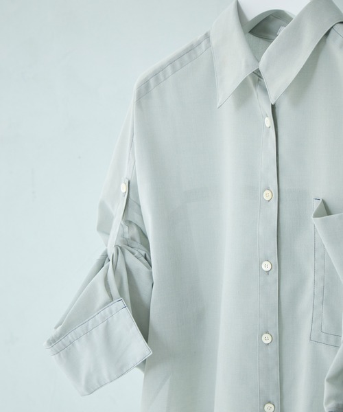STUDIOUS(ステュディオス)の「【STUDIOUS/ステュディオス】Matte Sheer Over Shirt/マットシアーオーバーシャツ/ウォッシャブル/冷房対策/日焼け対策(シャツ/ブラウス・レディース・ホワイト/ミント・FREE)」の20枚目の写真