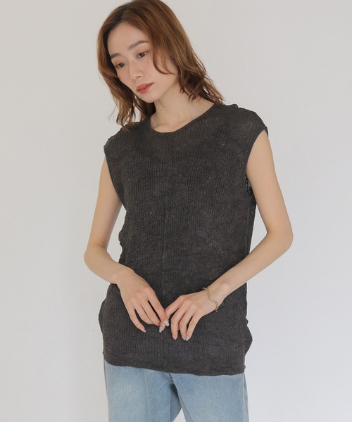 CLEIO(クレイオ)の「【CLEIO】リンクルシアーニットトップス WRINKLE SHEER KNIT TOPS(Tシャツ/カットソー・レディース・アイボリー/チャコールグレー/ベージュ/レッド/ライトグリーン・FREE)」の16枚目の写真