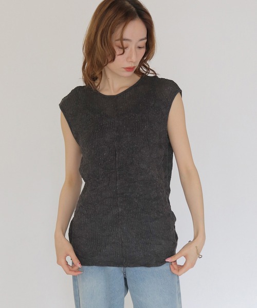 CLEIO(クレイオ)の「【CLEIO】リンクルシアーニットトップス WRINKLE SHEER KNIT TOPS(Tシャツ/カットソー・レディース・アイボリー/チャコールグレー/ベージュ/レッド/ライトグリーン・FREE)」の17枚目の写真