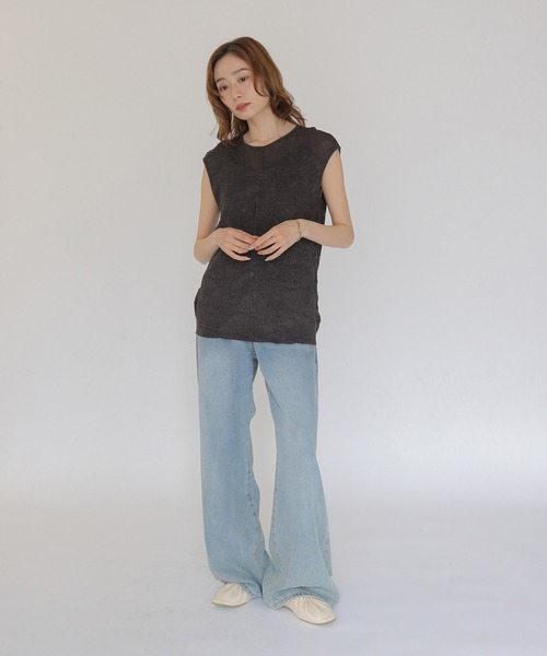 CLEIO(クレイオ)の「【CLEIO】リンクルシアーニットトップス WRINKLE SHEER KNIT TOPS(Tシャツ/カットソー・レディース・アイボリー/チャコールグレー/ベージュ/レッド/ライトグリーン・FREE)」の22枚目の写真