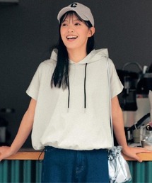 Belle Maison | 【STANDARD me】裾スピンドルデザイン綿素材半袖Tシャツパーカ(Tシャツ/カットソー)