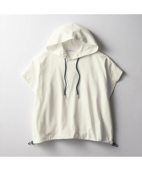Belle Maison（ベルメゾン）の「【STANDARD me】裾スピンドルデザイン綿素材半袖Ｔシャツパーカ（Tシャツ/カットソー・キッズ・オフホワイト/ライトブルー・M/S/XS/XXS）」の7枚目の写真