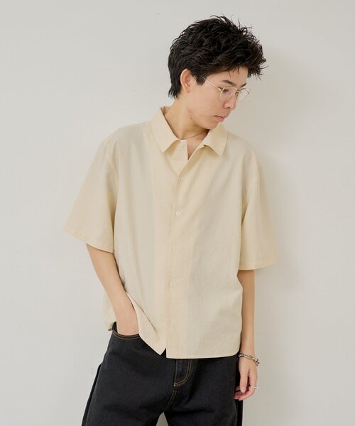 WHIMSIC(ウィムジック)の「【UNISEX】シアサッカーストライプシャツ(シャツ/ブラウス・メンズ・ブルー/グリーン/イエロー・FREE)」の13枚目の写真