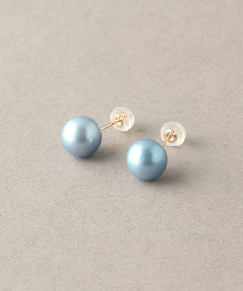 Lilas(リラ)の「8mmインディゴパール1粒ピアス K10(両耳)(ピアス(両耳用)・レディース・ネイビー・FREE)」の11枚目の写真
