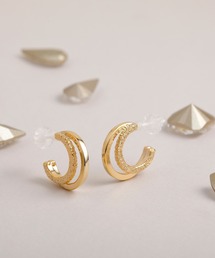 ◆金属アレルギー対応◆◆made in japan◆ 【高品質ポスト】【純金・純銀厚メッキ】ダブルライン ジルコニアセラミックポストピアス