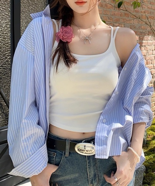 AVYL(アヴィル)の「カップ付きバッククロスキャミソール/カップ付きダブルストラップキャミ(キャミソール・レディース・ブラック/ホワイト/グレー・M)」の13枚目の写真