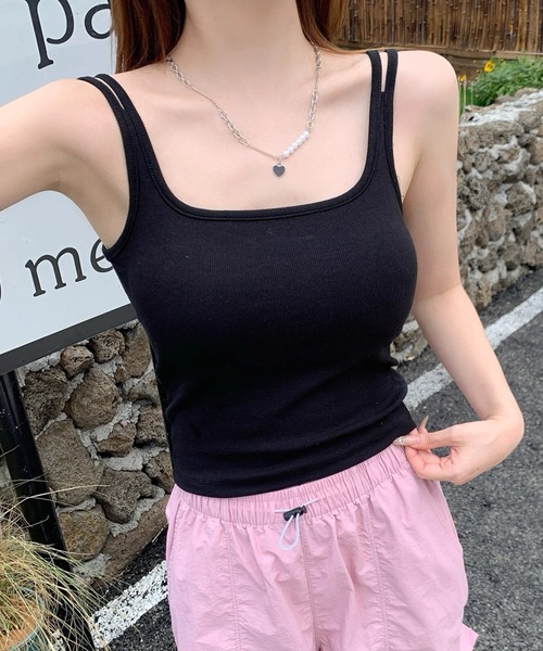 AVYL(アヴィル)の「カップ付きバッククロスキャミソール/カップ付きダブルストラップキャミ(キャミソール・レディース・ブラック/ホワイト/グレー・M)」の18枚目の写真