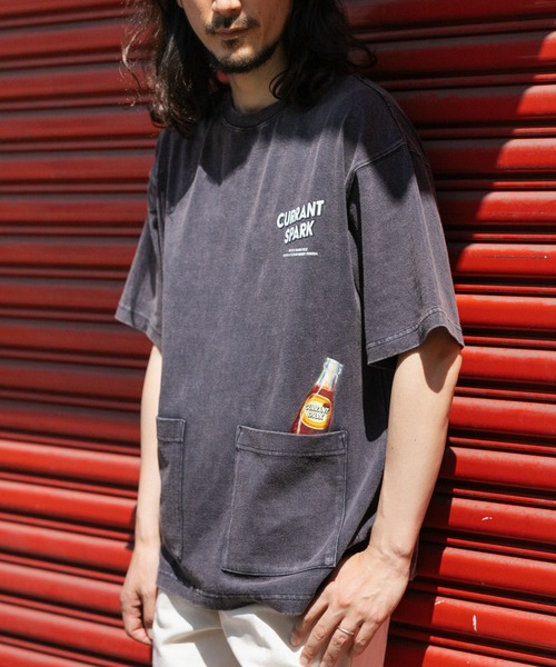 ITEMS URBANRESEARCH(アイテムズ アーバンリサーチ)の「USEDライクビバレッジプリントTシャツ(Tシャツ/カットソー・メンズ・パープル/ミント/ブラック・MEDIUM/LARGE)」の1枚目の写真