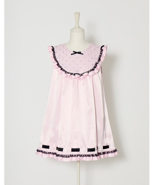AVENCHUMU（アバンチュウム）の「Rhinestone quilting baby doll onepiece（ワンピース・レディース・ブラック/ピンク・FREE）」の8枚目の写真