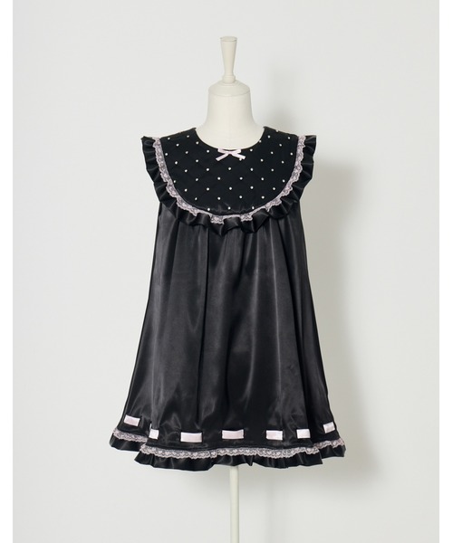 AVENCHUMU（アバンチュウム）の「Rhinestone quilting baby doll onepiece（ワンピース・レディース・ブラック/ピンク・FREE）」の15枚目の写真