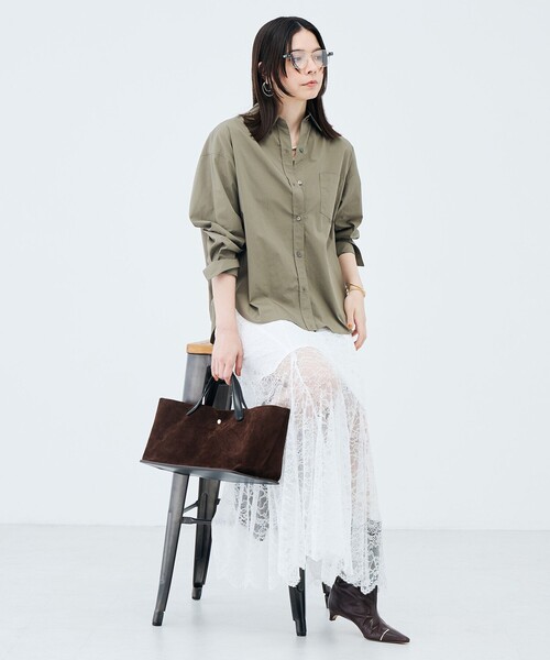NOLLEY’S Sophi(ノーリーズソフィ)の「《セットアップ対応》ウォッシャブラルッセルレースマキシマーメイドスカート(スカート・レディース・オリーブ/ホワイト・38/36)」の3枚目の写真