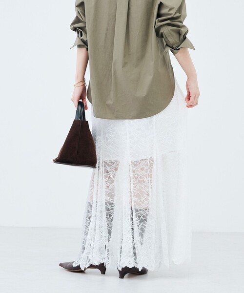NOLLEY’S Sophi(ノーリーズソフィ)の「《セットアップ対応》ウォッシャブラルッセルレースマキシマーメイドスカート(スカート・レディース・オリーブ/ホワイト・38/36)」の5枚目の写真