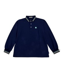 writing flower patch long polo shirt