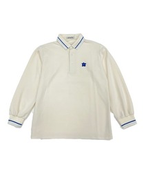 writing flower patch long polo shirt