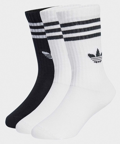 adidas(アディダス)の「adidas/アディダス ERI CREW SOCK 3 PAIR クルーソックス 3足組 3足セット ラインソックス ブランドロゴ クルー丈 キッズ ボーイズ ガールズ 秋 秋服 2026年秋冬(ソックス/靴下・キッズ・ホワイト/マルチ・S/M)」の1枚目の写真