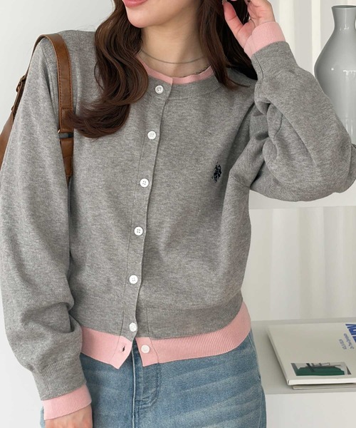 U.S. POLO ASSN.(ユーエスポロアッスン)の「GeeRA別注【U.S. POLO ASSN.】レイヤード風配色カーディガン(カーディガン/ボレロ・レディース・ネイビー/杢グレー/ブラウン・X-LARGE/LARGE/MEDIUM/SMALL)」の6枚目の写真