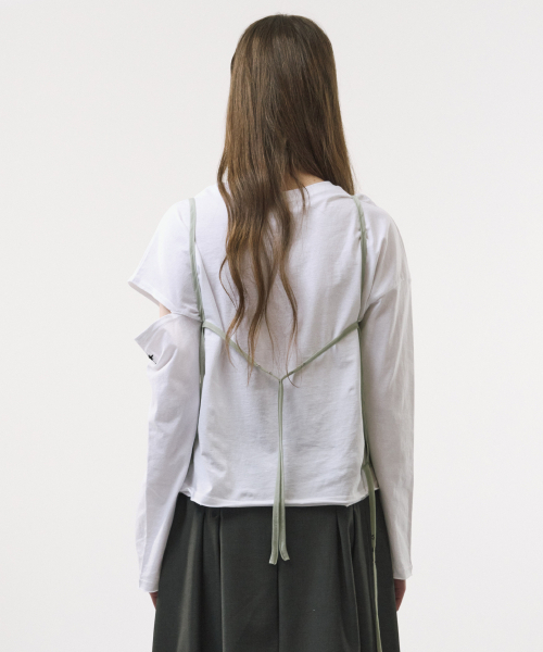 FOR THE WEATHER(フォーザウェザー)の「カットアウトショルダーTシャツ(ホワイト)(Tシャツ/カットソー・レディース・その他・FREE)」の4枚目の写真