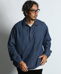 【WEB限定アイテム】8oz DENIM PULLOVER SHIRT：デニムプルオーバーシャツ / シャツブルゾン / ライトアウター