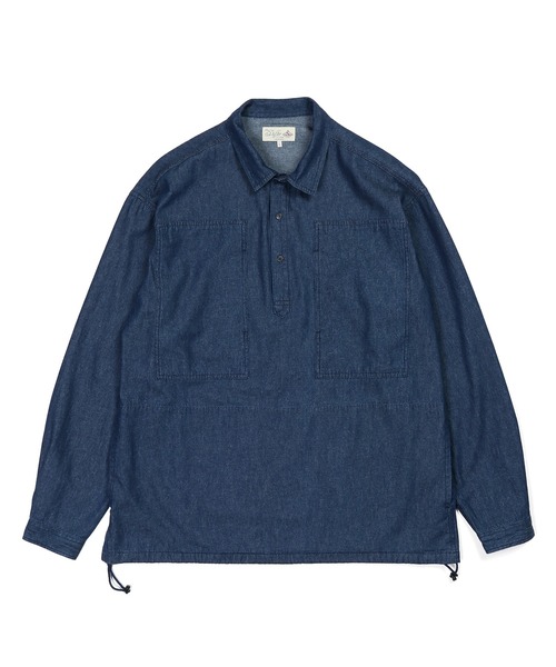 The DUFFER of ST.GEORGE(ザダファーオブセントジョージ)の「【WEB限定アイテム】8oz DENIM PULLOVER SHIRT:デニムプルオーバーシャツ / シャツブルゾン / ライトアウター(シャツ/ブラウス・メンズ・ライトインディゴブルー/インディゴブルー・X-LARGE/LARGE/MEDIUM)」の9枚目の写真