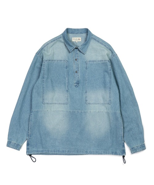 The DUFFER of ST.GEORGE(ザダファーオブセントジョージ)の「【WEB限定アイテム】8oz DENIM PULLOVER SHIRT:デニムプルオーバーシャツ / シャツブルゾン / ライトアウター(シャツ/ブラウス・メンズ・ライトインディゴブルー/インディゴブルー・X-LARGE/LARGE/MEDIUM)」の10枚目の写真
