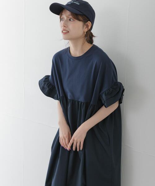 URBAN RESEARCH Sonny Label(アーバンリサーチサニーレーベル)の「フリルカットドッキングワンピース(ワンピース・レディース・ネイビー/ブラック・FREE)」の1枚目の写真