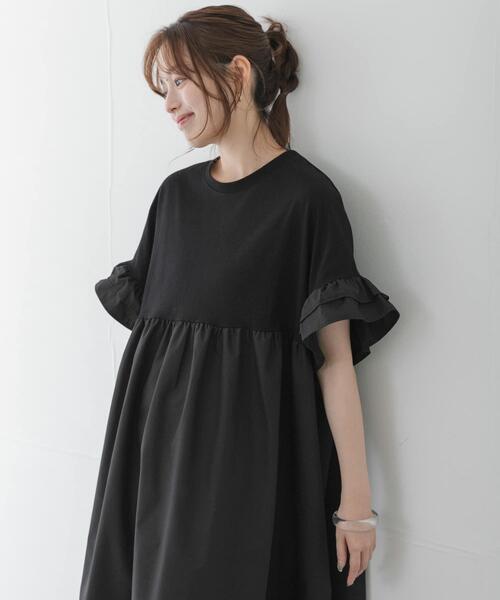 URBAN RESEARCH Sonny Label(アーバンリサーチサニーレーベル)の「フリルカットドッキングワンピース(ワンピース・レディース・ネイビー/ブラック・FREE)」の3枚目の写真