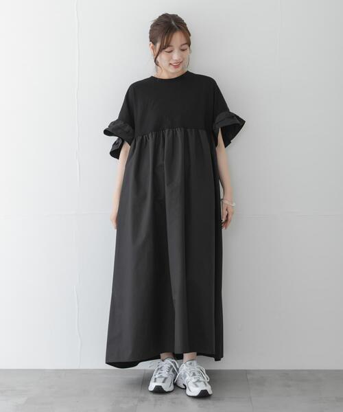 URBAN RESEARCH Sonny Label(アーバンリサーチサニーレーベル)の「フリルカットドッキングワンピース(ワンピース・レディース・ネイビー/ブラック・FREE)」の6枚目の写真