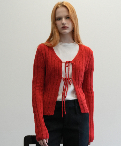 VLETI(ブレッティ)の「Mohair Ribbon Knit Cardigan (Red)(カーディガン/ボレロ・レディース・レッド・FREE)」の2枚目の写真