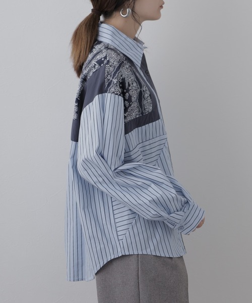 crossi（クロッシー）の「バンダナストライプ柄ドルマンシャツ 長袖（シャツ/ブラウス・レディース・ブルー・LARGE）」の12枚目の写真