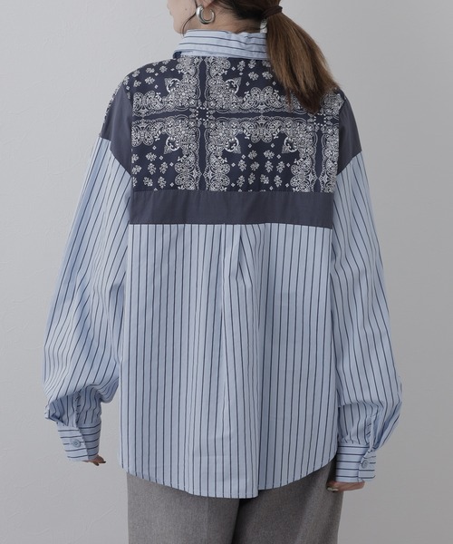 crossi（クロッシー）の「バンダナストライプ柄ドルマンシャツ 長袖（シャツ/ブラウス・レディース・ブルー・LARGE）」の13枚目の写真