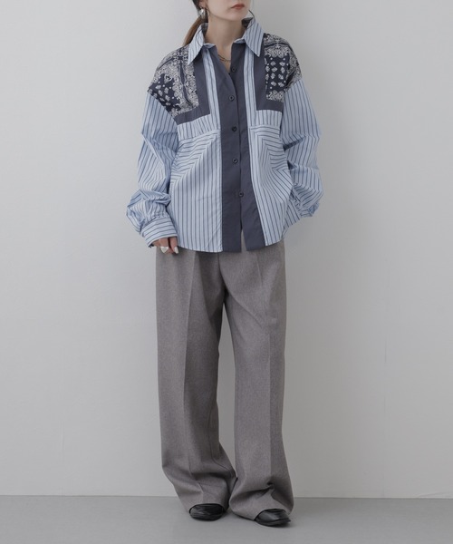 crossi（クロッシー）の「バンダナストライプ柄ドルマンシャツ 長袖（シャツ/ブラウス・レディース・ブルー・LARGE）」の8枚目の写真