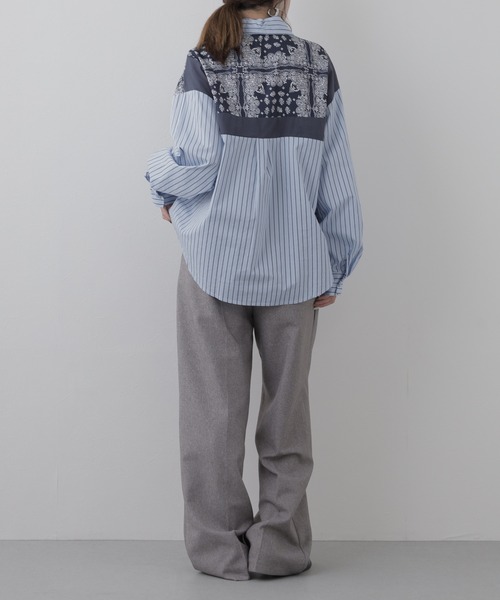 crossi（クロッシー）の「バンダナストライプ柄ドルマンシャツ 長袖（シャツ/ブラウス・レディース・ブルー・LARGE）」の10枚目の写真