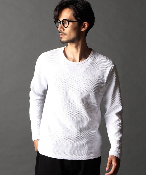 NICOLE CLUB FOR MEN(ニコルクラブフォーメン)の「ジオメトリックブリスタープルオーバー(Tシャツ/カットソー・メンズ・その他2/ホワイト/その他3/ブラック・XL/L/M)」の1枚目の写真