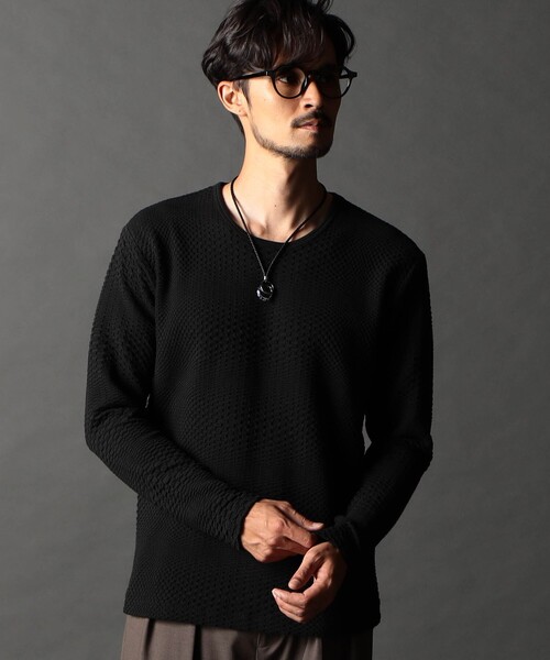 NICOLE CLUB FOR MEN(ニコルクラブフォーメン)の「ジオメトリックブリスタープルオーバー(Tシャツ/カットソー・メンズ・その他2/ホワイト/その他3/ブラック・XL/L/M)」の2枚目の写真