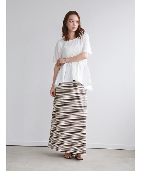 fifth(フィフス)の「異素材ドッキングペプラムデザインTシャツ(Tシャツ/カットソー・レディース・ホワイト/ブラック・M)」の14枚目の写真