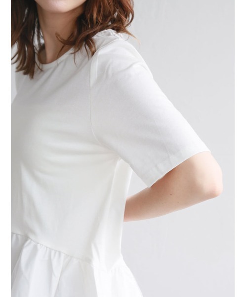 fifth(フィフス)の「異素材ドッキングペプラムデザインTシャツ(Tシャツ/カットソー・レディース・ホワイト/ブラック・M)」の18枚目の写真