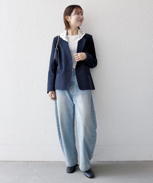 SHIPS any（シップス エニィ）の「〈手洗い可能〉ウールライク レース カラー ジャケット［NAVY BLUE］（テーラードジャケット・レディース・チャコールグレー/ネイビー・36/38）」の3枚目の写真