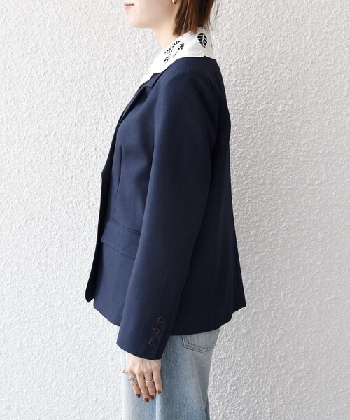 SHIPS any（シップス エニィ）の「〈手洗い可能〉ウールライク レース カラー ジャケット［NAVY BLUE］（テーラードジャケット・レディース・チャコールグレー/ネイビー・36/38）」の16枚目の写真